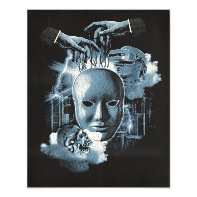 Facless - Techno-Goth Streetwear Design Fototryck (Framsidan)