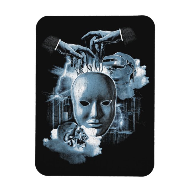 Facless - Techno-Goth Streetwear Design Magnet (Vertikal)
