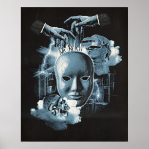 Facless - Techno-Goth Streetwear Design Poster