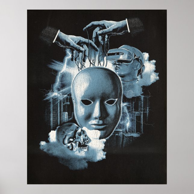 Facless - Techno-Goth Streetwear Design Poster (Framsidan)