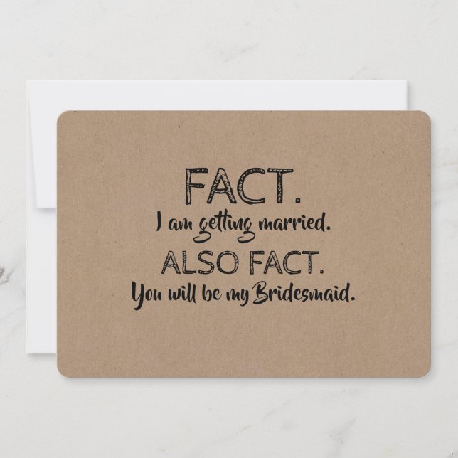 FACT Funny Bridesmaid eller Maid of honor Frieri Inbjudningar (Framsida)