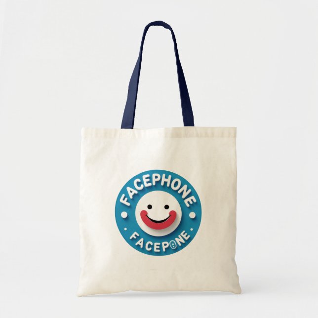 FacTelefon Smiley Tote Bag Tygkasse (Framsidan)