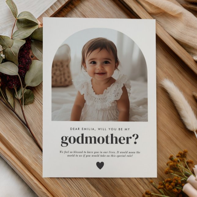 Fadder Förslag till Foto Arkivering Inbjudningar (Zazzle Godmother Arched Photo Proposal Invitation)