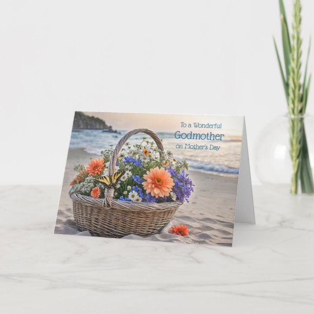 Fadder Glädjande Mors Dag med korg med blommor Kort (Framsida)