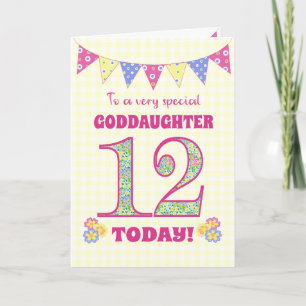 Fadderdotter 12-årsdag Primrose-girlang-kort Kort