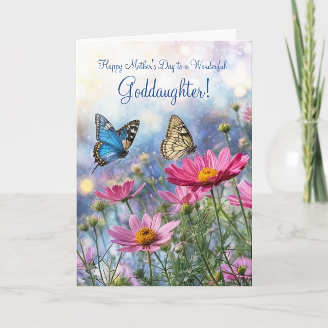 Fadderdotter Mors dag med trädgårdsblommor  Kort (Framsida)
