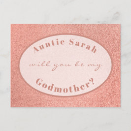 Fadderförfrågan Rose Guld Vit Ovalt Skript Vykort