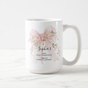 Faddergåva Första Kommunion Rosa Slinga Rosor Kaffemugg