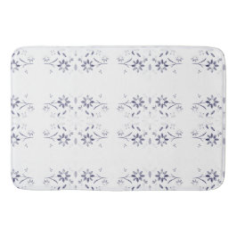 Faded Blue and White Floral Pattern Badrumsmatta