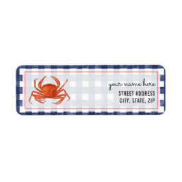 Faded Gingham Crab Returadress Etikett