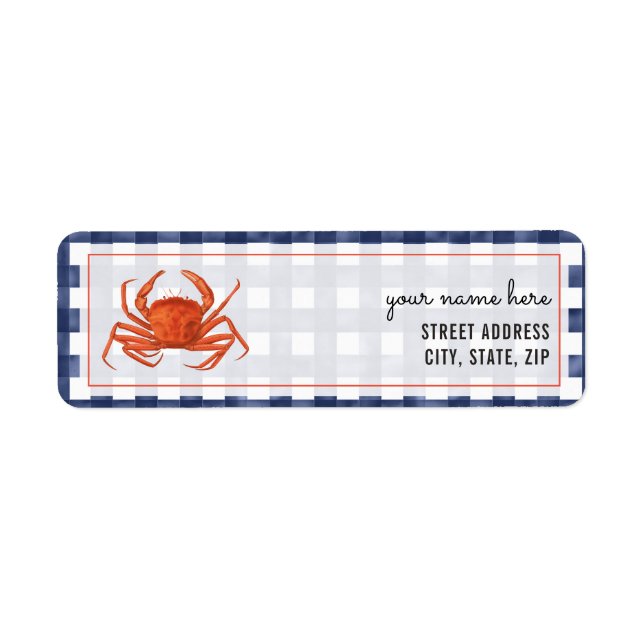 Faded Gingham Crab Returadress Etikett (Framsidan)