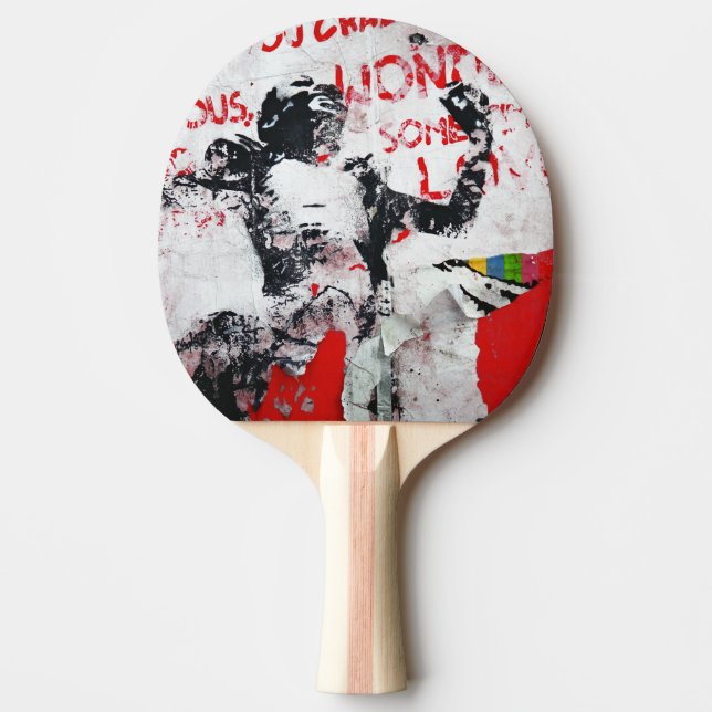 Faded Red and White Graffiti med African Stencil Pingisracket (Framsidan)