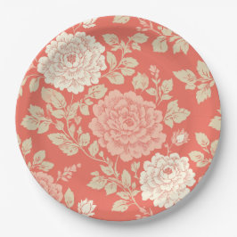 Faded Red Block Print Floral