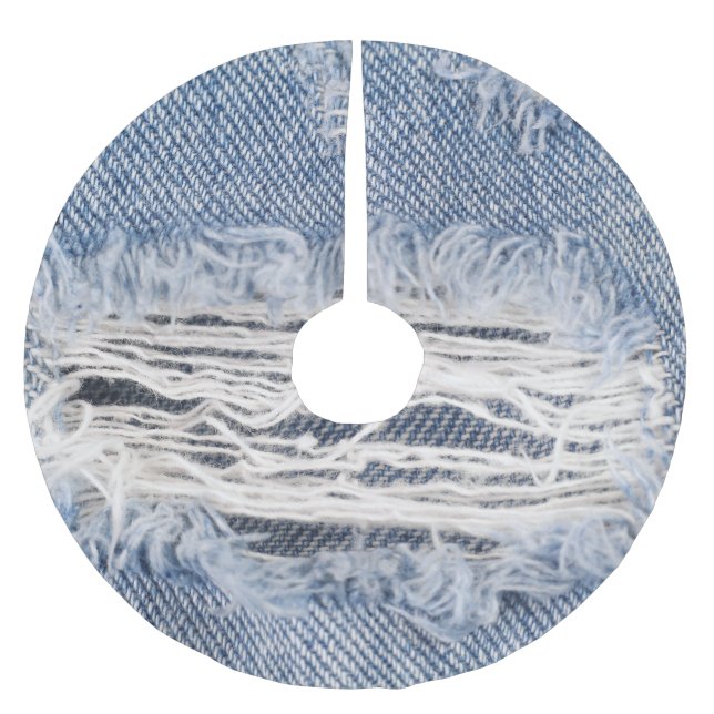 Faded Rippad Jeans Struktur Julgransmatta Borstad Polyester (Framsidan)