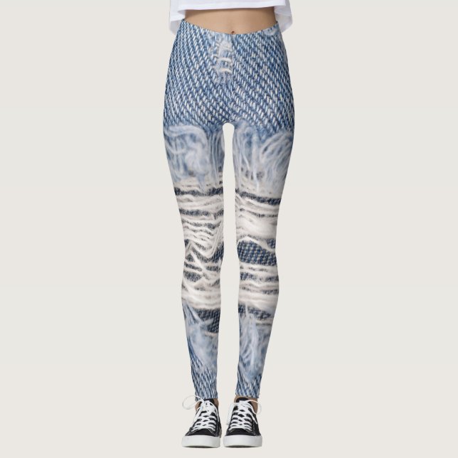 Faded Rippad Jeans Struktur Leggings (Framsida)