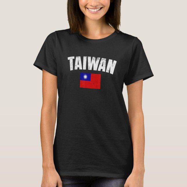 Faded Taiwanese Flag Distressed Flag Of Taiwan Ret T Shirt (Framsida)