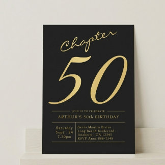 Fader 50-årsdag 50 år gammal svart guld fest inbjudningar