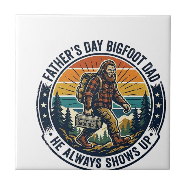 Fader Dag Bigfoot Pappa Tröja Rolig Skog Legend D Kakelplatta (Framsidan)