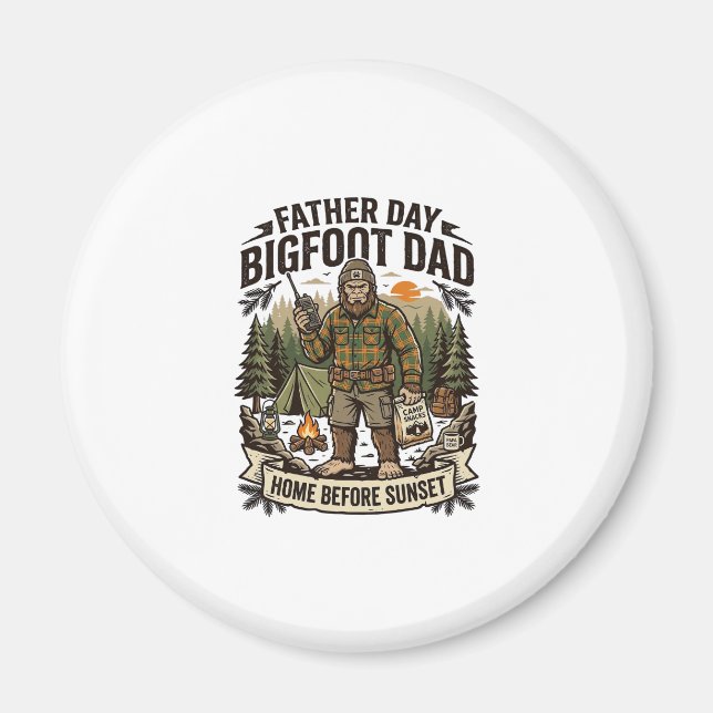 Fader Dag Bigfoot Pappa Tröja Skogs Papa Retro G Magnet (Framsidan)