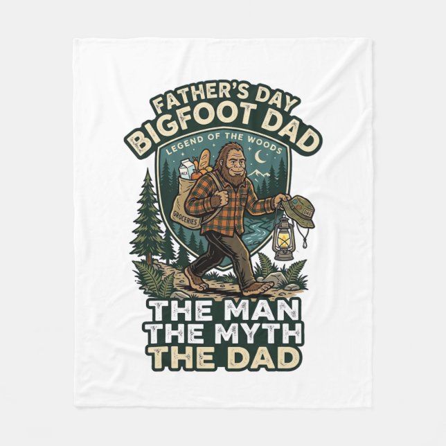 Fader Dag Bigfoot Pappa Tröja Stark Tyst Pålitlig Fleecefilt (Framsidan)