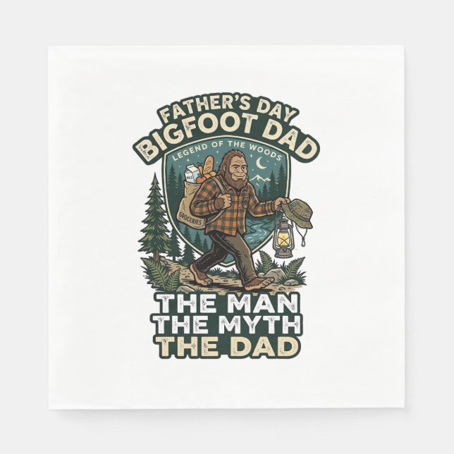Fader Dag Bigfoot Pappa Tröja Stark Tyst Pålitlig Pappersservett (Framsidan)