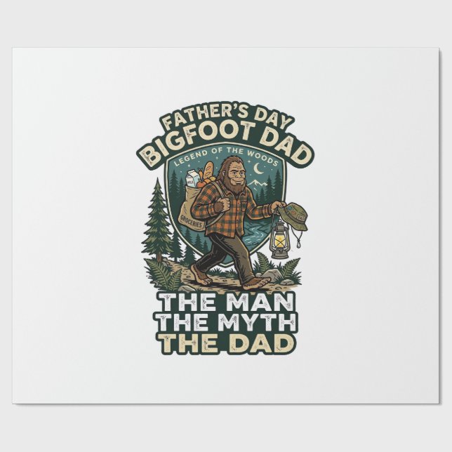 Fader Dag Bigfoot Pappa Tröja Stark Tyst Pålitlig Presentpapper (Platt)