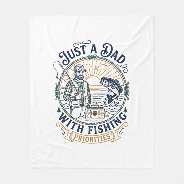 Fader Dag Fiske Pappa Tröja Bara En Pappa Med Fisk Fleecefilt (Framsidan)