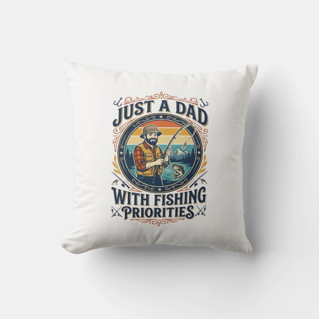 Fader Dag Fiske Pappa Tröja Bara En Pappa Med Fisk Kudde (Framsida)