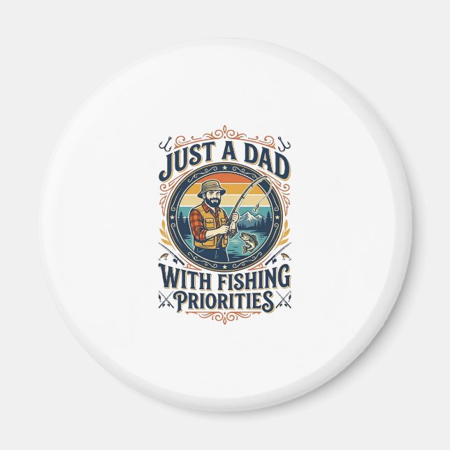 Fader Dag Fiske Pappa Tröja Bara En Pappa Med Fisk Magnet (Framsidan)