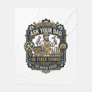 Fader Dag Reparation Pappa Tröja Fråga Din Pappa H Fleecefilt