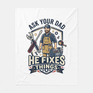Fader Dag Reparation Pappa Tröja Fråga Din Pappa H Fleecefilt