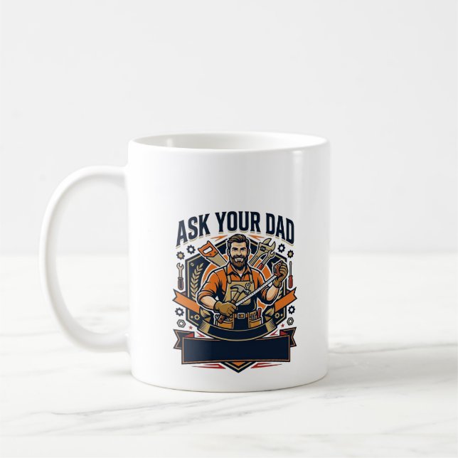 Fader Dag Reparation Pappa Tröja Fråga Din Pappa H Kaffemugg (Vänster)