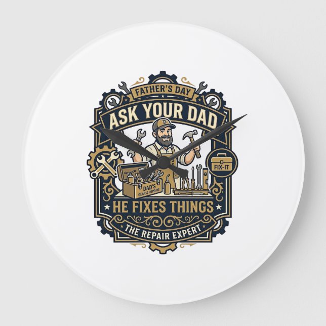 Fader Dag Reparation Pappa Tröja Fråga Din Pappa H Stor Klocka (Framsida)