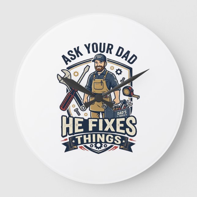 Fader Dag Reparation Pappa Tröja Fråga Din Pappa H Stor Klocka (Framsida)