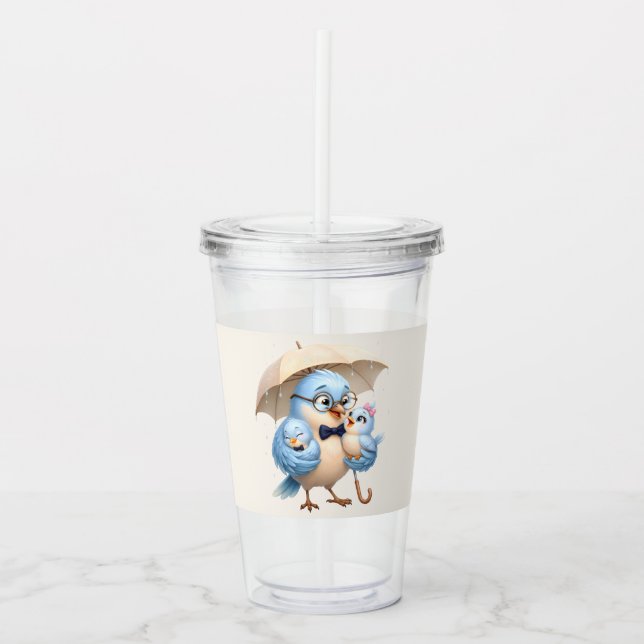 Fader Fågel Akryl Tumbler Pappas Present Take Away Mugg (Framsida)