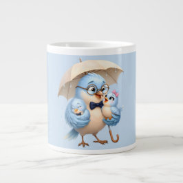 Fader Fågel Kaffemugg Familjekärlek Present Jumbo Mugg