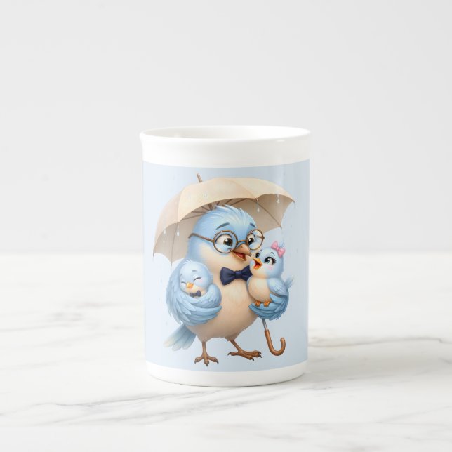 Fader Fågel Kaffemugg Familjeppresent Benporslin Mugg (Framsidan)