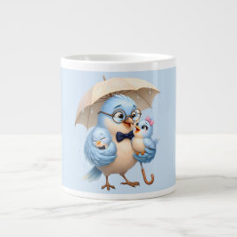 Fader Fågel Kaffemuggen Söt Familj Present Jumbo Mugg