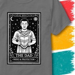 Fader Guardian Sköld Kosmisk Tarot Stil Pappa Kort T Shirt