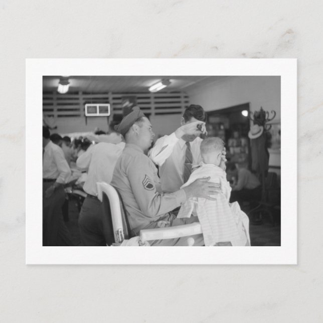 Fader Son Barber Erfarenhet 1940-talet Vykort (Framsida)
