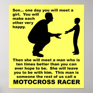 Faderlig Råd Motocross Dirt Bike Roligt Tecken Poster