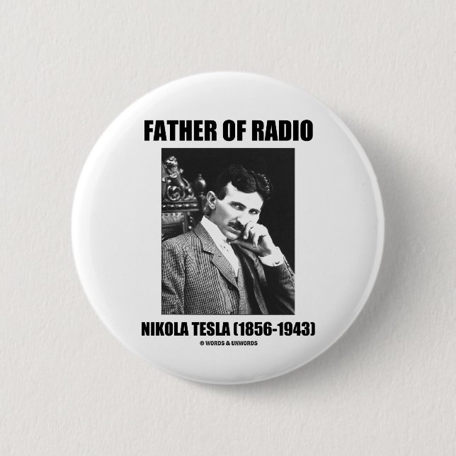 Fadern av radiosände Nikola Tesla (1856-1943) Knapp (Framsida)