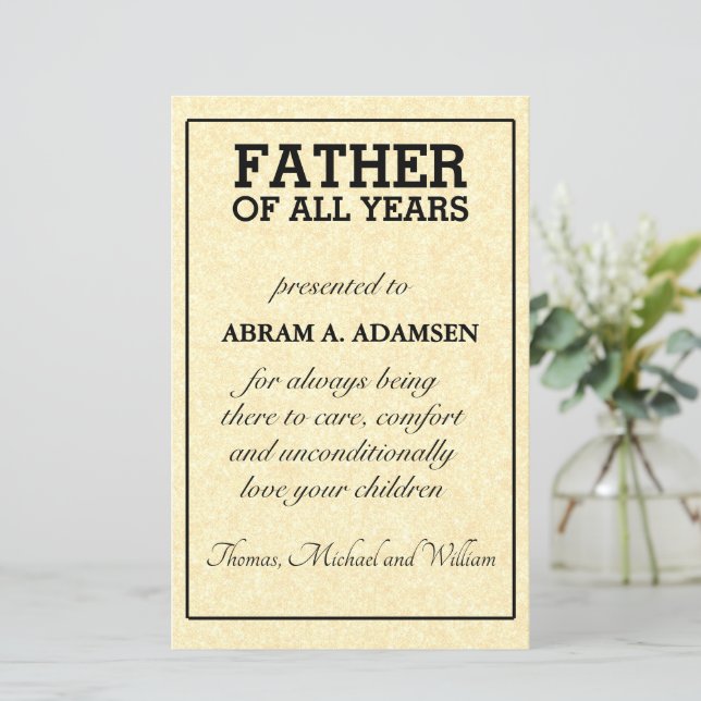 Fadern För Alla Års Utmärkelse (Stående Fram)