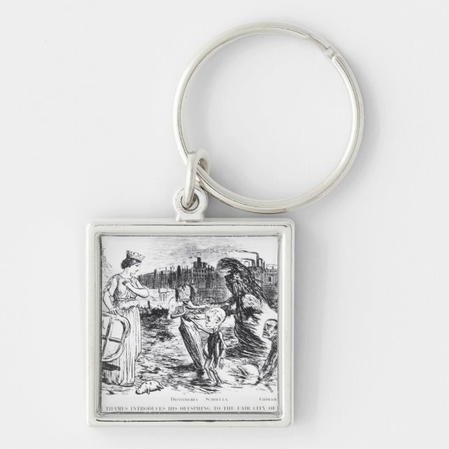 Fadern Thames introducerar hans avkommor Fyrkantig Silverfärgad Nyckelring (Framsidan)