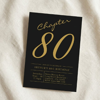 Faderns 80-årsdag 80 år gammal svart guld fest inbjudningar
