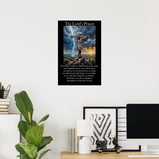 Faderns Bön Korsfästelse Blixt Slut Upp Poster (Hemmakontoret)