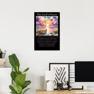Faderns bön - lugn strandlinje konstverk poster