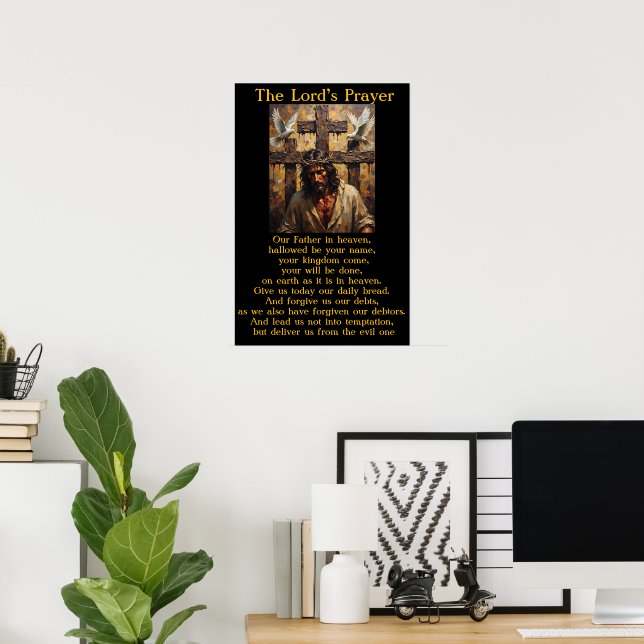 Faderns bönegrafik för korsfästelse och försoning poster (Hemmakontoret)