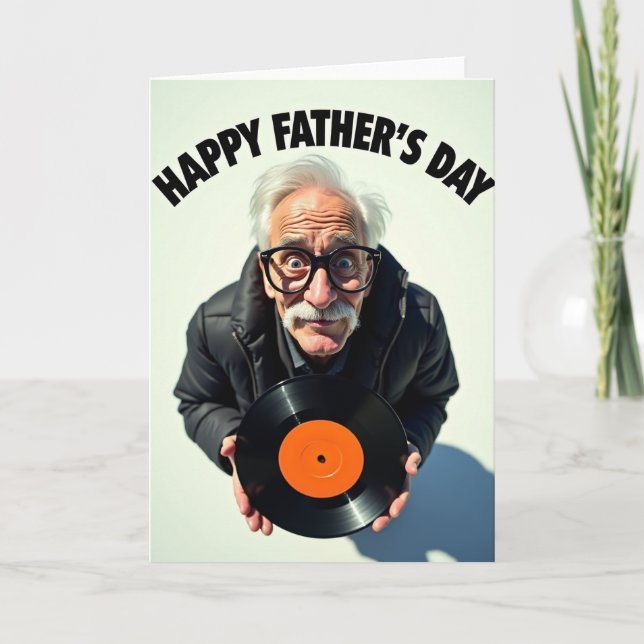 Faderns dag glädje vinylkort kort (Framsida)