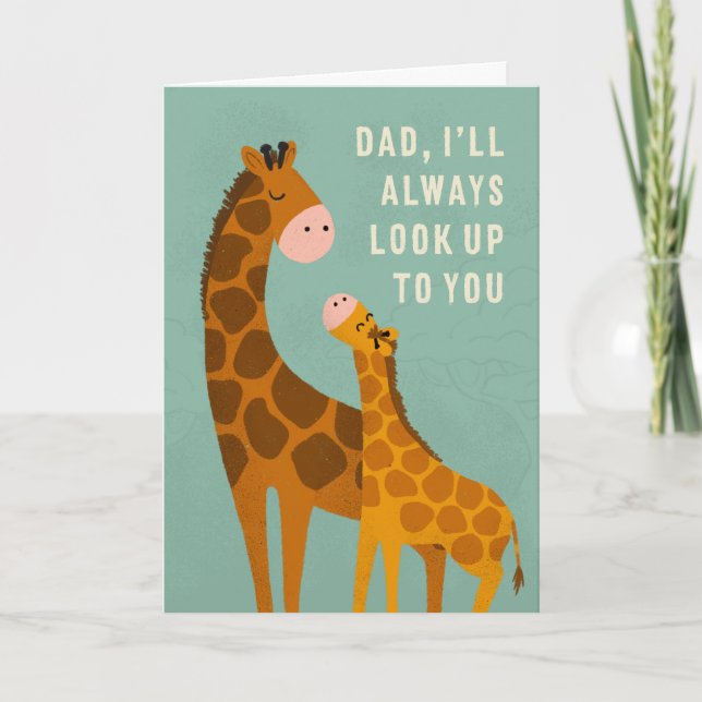 Faderns dag-kort till lång pappa med giraffmotiv kort (Framsida)